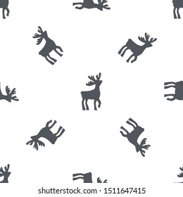 Seamless christmas Pattern of deers. Vector Background. Deer Silhouettes.