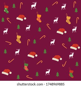 seamless Christmas pattern Design With nice background. Christmas tree with Christmas ornament with red and green color, vector illustration. Vector design template.