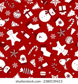 Seamless christmas pattern. Different Christmas elements. Christmas wrapping paper concept