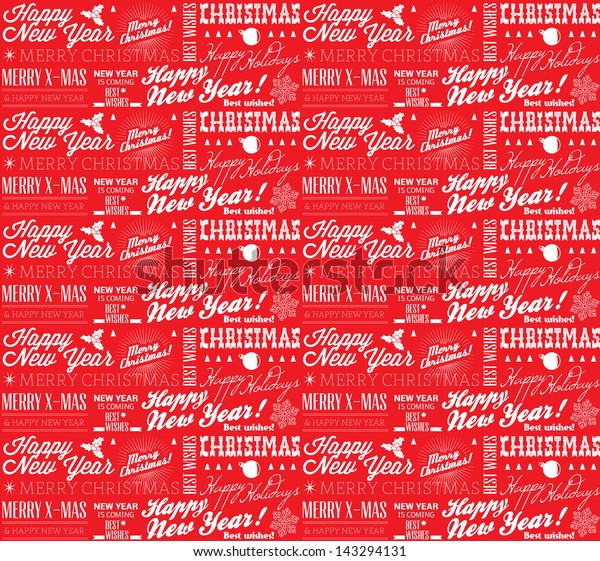 Seamless Christmas Pattern Different Wishes On Stock Vector Royalty Free