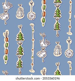 Seamless Christmas pattern in doodle style. Vector illustration.