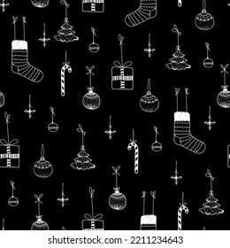 Seamless Christmas pattern in doodle style.
