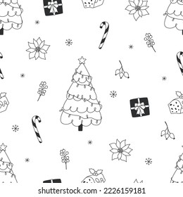 Nahtlose Weihnachtsmuster im Dodle-Stil.