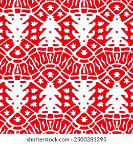 Seamless Christmas pattern in doodle style. Monochrome  background with Christmas fir-trees. Vector illustration.