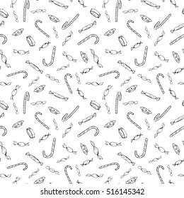 Seamless christmas pattern in doodle style.Hand drawn vector illustration.