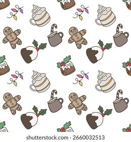 Padrão de Natal contínuo, elementos de Natal, ilustração Vetor EPS 10