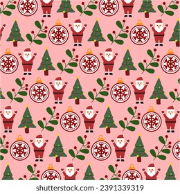 Nahtloses Weihnachtsmuster mit Weihnachtsbäumen und Weihnachtsbäumen. Perfekt für Feiertagsthemen, Verpackungspapier, Stoffdrucke und festliche Dekorationen.