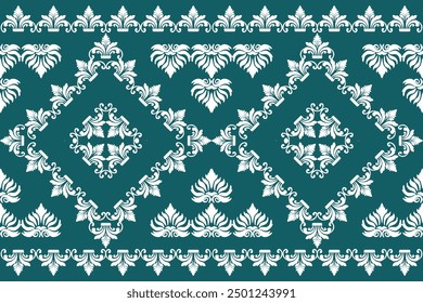 Seamless Christmas pattern featuring snowflakes and vintage ornament designs ,traditional ethnic, fabric pattern for textiles, rugs, wallpaper, clothing, sarong, batik, wrapping, embroidery, print,