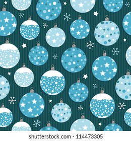 seamless christmas pattern of festive blue baubles, with clipping path