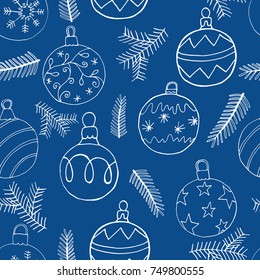 Seamless Christmas pattern festive design with Xmas hand drawn icons vector illustration 