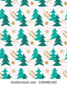 Seamless christmas pattern with fir branches. Gift wrapping paper Vector illustration.