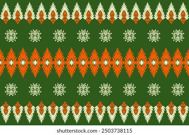 Seamless Christmas pattern with fir branches and festive decorations in green and vintage style,damask pattern,thai pattern, traditional ethnic, floral, fabric pattern for textiles,wallpaper, clothing