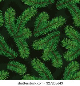 Seamless Christmas pattern with fir paws. Beautiful Christmas background. Vector illustration.