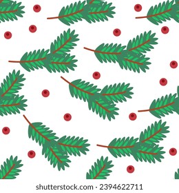 Seamless Christmas pattern with fir twigs vector