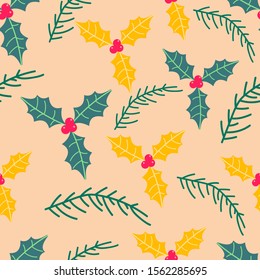
Seamless Christmas pattern with flowers.