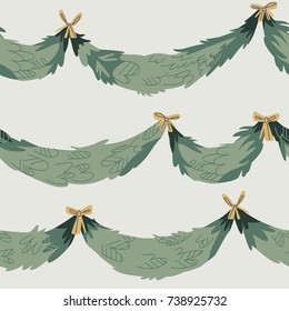 Seamless christmas pattern with garland. Festive decorations.
