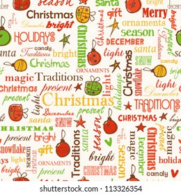 Seamless Christmas pattern with gift boxes and decorations