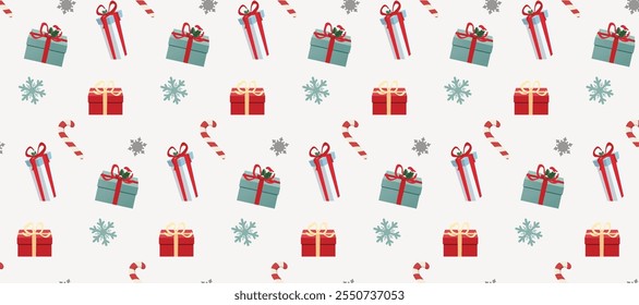 Seamless Christmas pattern for gift wrapping. Ideal for Holiday Gift Wrapping, Seasonal Decor, and Digital Projects. Sample in samples.