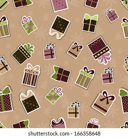 Seamless Christmas pattern with gifts