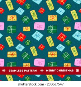Seamless christmas pattern with gifts