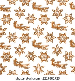 Seamless christmas pattern with gingerbread cookies.