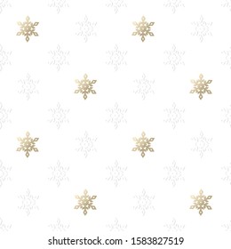 Seamless Christmas pattern. Gold elegant minimalistic background.