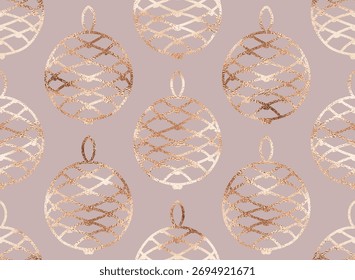 Padrão de Natal perfeito com ornamento de árvores de Natal douradas pinecone.