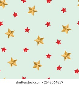 seamless christmas pattern with gold and red stars
