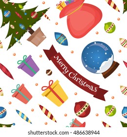 Seamless Christmas pattern greeting card winter holiday. Traditional card season christmas pattern winter holiday decoration. Xmas design wallpaper christmas pattern new year celebration vector.