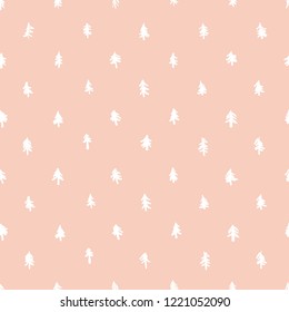 seamless christmas pattern with hand drawn christmas trees.Vector illustration.