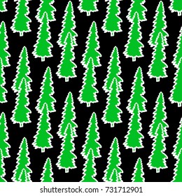 a seamless christmas pattern with hand drawn fir trees. Can be used for design of wrapping paper,textile,blog decoration,banner,poster,Christmas greeting card.Vector illustration.