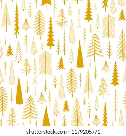Seamless Christmas pattern from hand-painted fir-trees.Vector texture
