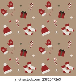 seamless Christmas pattern, happy new year, wrapping paper, gift, Christmas Eve, vector