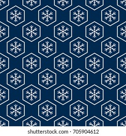 Seamless Christmas pattern. With hexagonal snowflakes. Vector illustration.