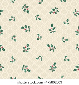 seamless christmas pattern with holly