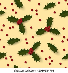Patrón de Navidad sin inconvenientes con la ilustración vectorial de berry. Ilustración vectorial decorativa.