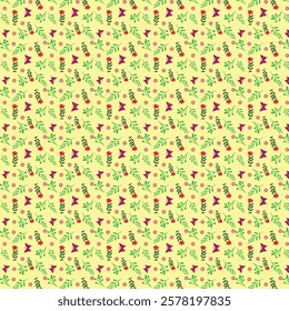 Seamless Christmas pattern with holly berry. Vector illustration.