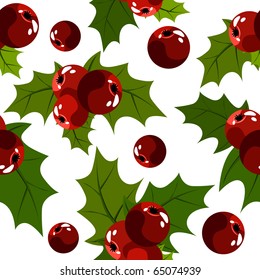 Seamless christmas pattern with holly berry