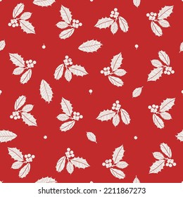 patrón de navidad sin fisuras con fondo rojo. Diseño de vectores para papel, tela y otras superficies