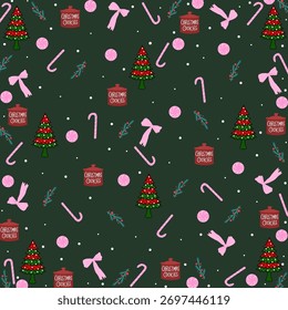 Nahtloses Weihnachtsmuster Ideal für Geschenkverpackungen, Textilien, Hintergründe für Grüße, Einladungen.