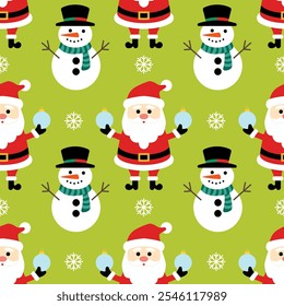 Seamless christmas pattern illustration, snowman, 
Santa Claus pattern in vector