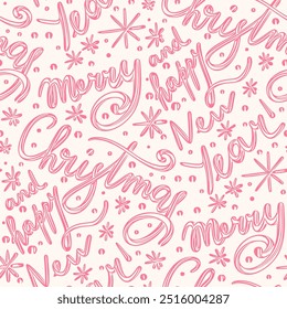 Naadloos kerstpatroon met letters. Vectorillustratie.