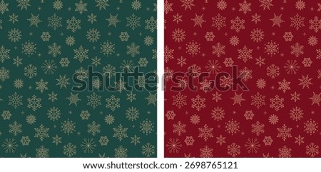 Seamless Christmas pattern with linear snowflakes. Christmas background with winter line art elements. Modern vector illustration.