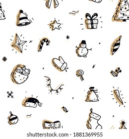 seamless Christmas pattern. Lots of different things. Vector set for Valentine's Day. All elements are isolated