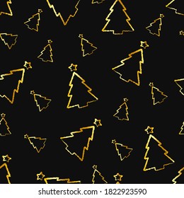 seamless christmas pattern luxury rich collection of golden minimalistic elements on dark royal grey background. endless vector illustration for packaging design wrapping paper cards gift boxes