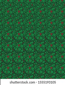 Seamless Christmas pattern of misletoe made in vector.