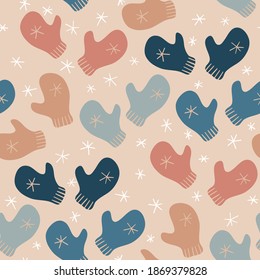 Seamless Christmas pattern with mittens