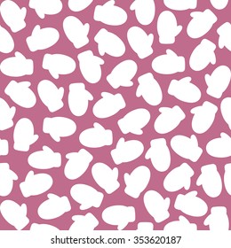 Seamless Christmas pattern with mittens.
Vector illustration with christmas mitten on 
pink background.