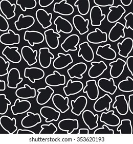 Seamless Christmas pattern with mittens.
Vector illustration with christmas mitten on black background.