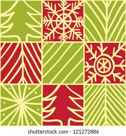 Seamless Christmas pattern. New year backgrounds with snowflake and fir